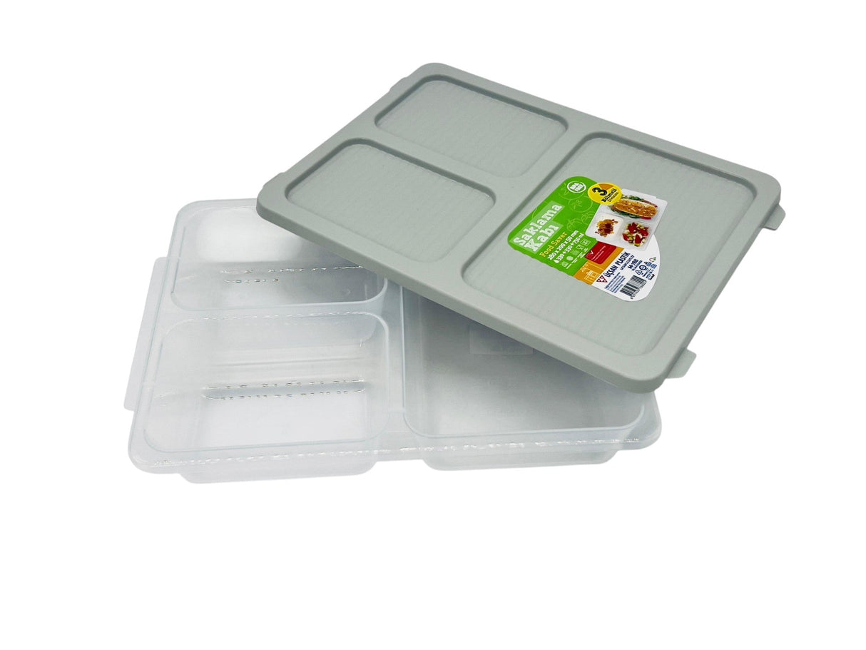 USKAN Saklama Kabi 3 Compartment Food Saver Box 330ml+330ml+750ml, Grey - Al Kabayel Discount CentreUSKAN Saklama Kabi 3 Compartment Food Saver Box 330ml+330ml+750ml, GreyLunch BoxUSKANAl Kabayel Discount Centre