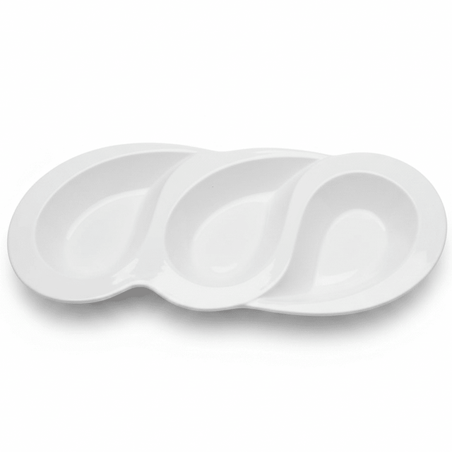 Vague Premium White Elegant 3 - Section Melamine Snack Serving Plate 36×15 cm Party Platter - Al Kabayel Discount CentreVague Premium White Elegant 3 - Section Melamine Snack Serving Plate 36×15 cm Party PlatterServing TraysVAGUEAl Kabayel Discount Centre