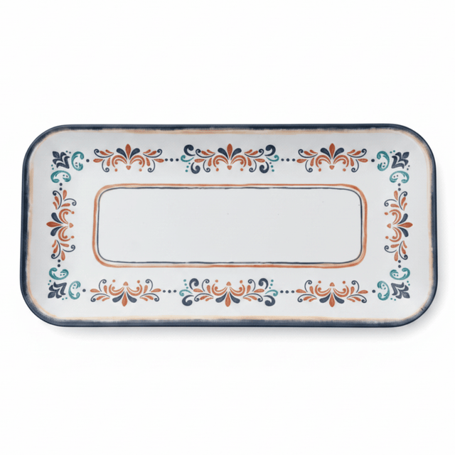 Vague Rectangular Melamine Serving Plate | Navy Blue Folk Art Design | 36×18 cm - Al Kabayel Discount CentreVague Rectangular Melamine Serving Plate | Navy Blue Folk Art Design | 36×18 cmPlatesVAGUEAl Kabayel Discount Centre
