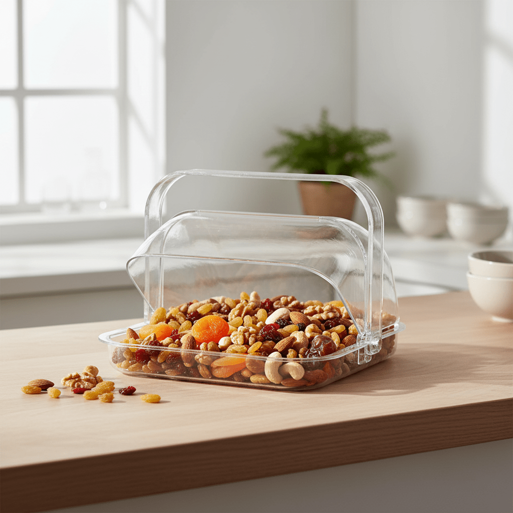 Vague Square Acrylic Candy Box with Handle | Crystal Clear Hinged Lid | 32.5 × 30.6 × 25 cm - Al Kabayel Discount CentreVague Square Acrylic Candy Box with Handle | Crystal Clear Hinged Lid | 32.5 × 30.6 × 25 cmJars & Food SaversVAGUEAl Kabayel Discount Centre