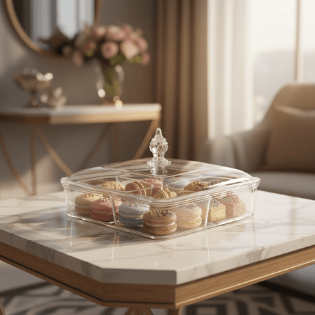 Vague Square Acrylic Candy & Sweets Box with 4 Inner Bowls and Lid | 27.5 x 27.5 x 16.5 cm - Al Kabayel Discount CentreVague Square Acrylic Candy & Sweets Box with 4 Inner Bowls and Lid | 27.5 x 27.5 x 16.5 cmJars & Food SaversVAGUEAl Kabayel Discount Centre