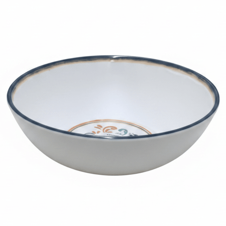 Vague White Melamine Bowl with Navy Blue Rim & Floral Design — 5.25 Inch - Al Kabayel Discount CentreVague White Melamine Bowl with Navy Blue Rim & Floral Design — 5.25 InchBowlsVAGUEAl Kabayel Discount Centre