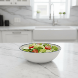Vague White Melamine Bowl with Navy Blue Rim & Floral Design — 5.25 Inch - Al Kabayel Discount CentreVague White Melamine Bowl with Navy Blue Rim & Floral Design — 5.25 InchBowlsVAGUEAl Kabayel Discount Centre