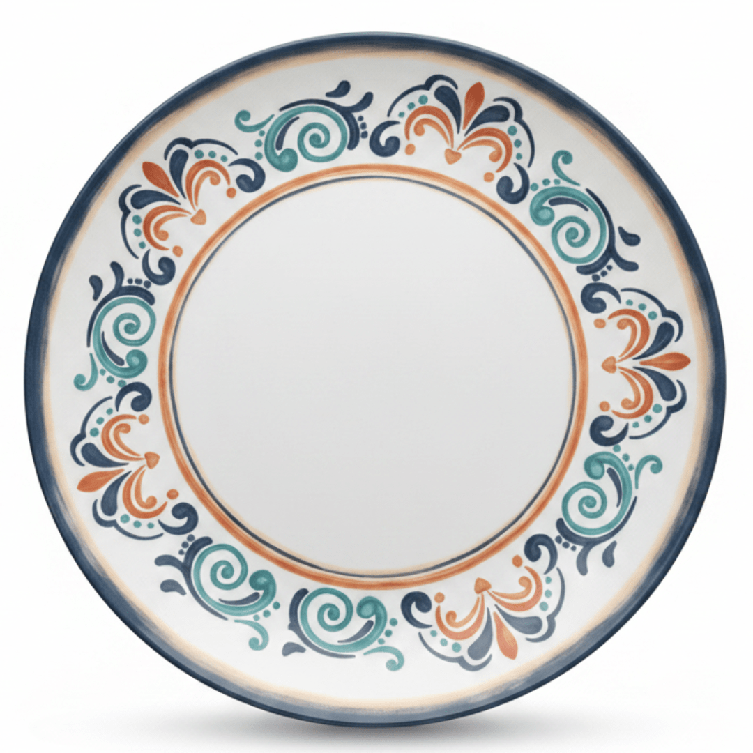 Vague White Melamine Dinner Plate | Navy Blue Ornate Design | 10.5 Inch - Al Kabayel Discount CentreVague White Melamine Dinner Plate | Navy Blue Ornate Design | 10.5 InchPlatesVAGUEAl Kabayel Discount Centre
