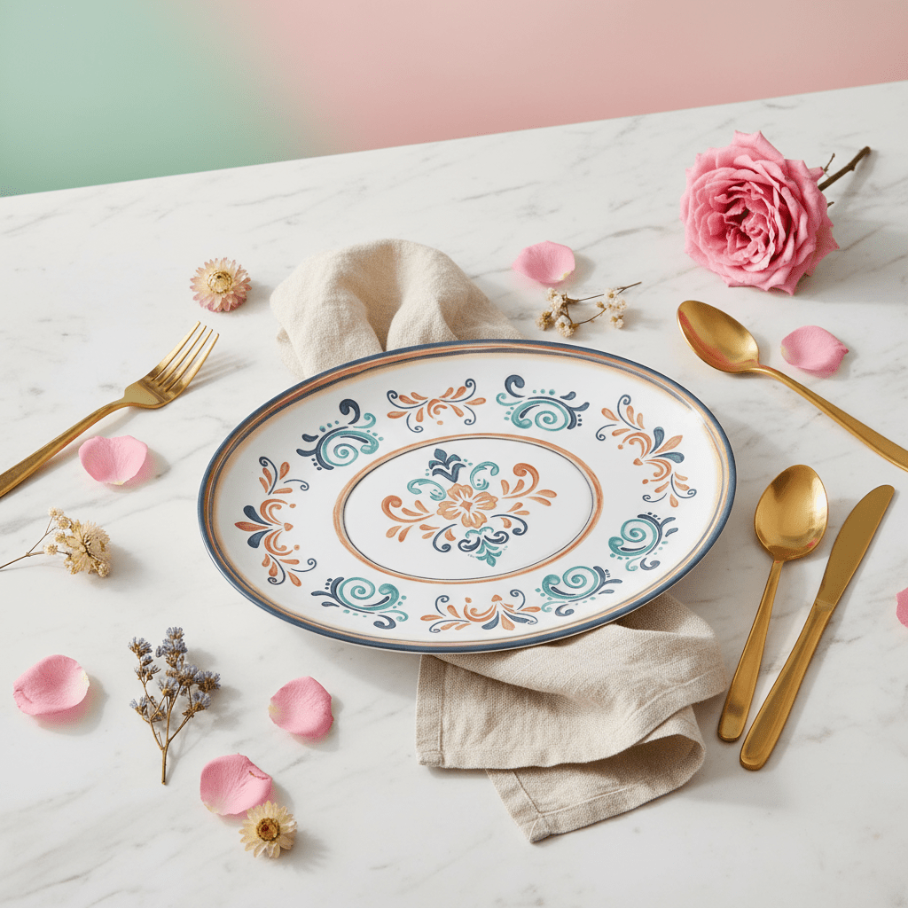 Vague White Oval Melamine Serving Plate with Navy Blue Folk Art Design & Rim — 14 Inch - Al Kabayel Discount CentreVague White Oval Melamine Serving Plate with Navy Blue Folk Art Design & Rim — 14 InchPlatesVAGUEAl Kabayel Discount Centre
