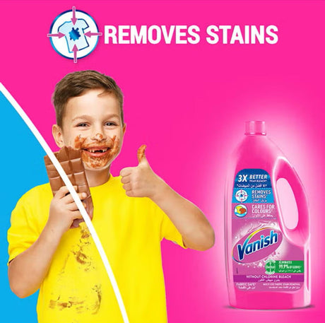 Vanish Fabric Stain Remover Liquid pink 1Liters, Cares for Colours, Without Chlorine Bleach - Al Kabayel Discount CentreVanish Fabric Stain Remover Liquid pink 1Liters, Cares for Colours, Without Chlorine BleachLaundry CareVANISHAl Kabayel Discount Centre