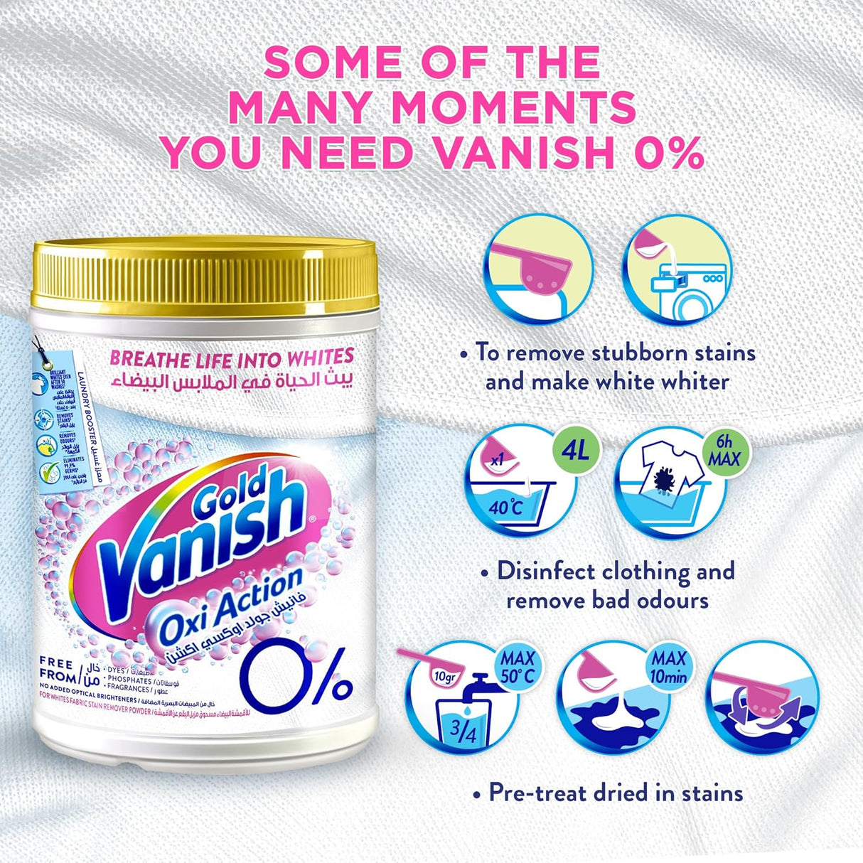 Vanish Gold Oxi Action Fabric Stain Remover 450g White clothes - Al Kabayel Discount CentreVanish Gold Oxi Action Fabric Stain Remover 450g White clothesLaundry CareVANISHAl Kabayel Discount Centre