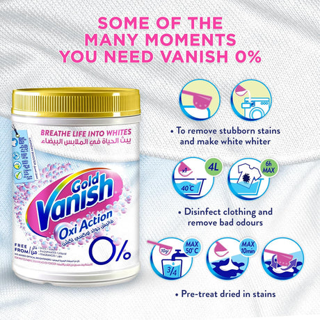 Vanish Gold Oxi Action Fabric Stain Remover 450g White clothes - Al Kabayel Discount CentreVanish Gold Oxi Action Fabric Stain Remover 450g White clothesLaundry CareVANISHAl Kabayel Discount Centre