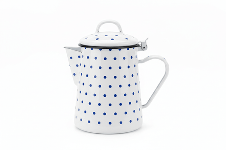Velvet White Enamel Kettle with Blue Polka Dot Print — 1.8 Ltr - Al Kabayel Discount CentreVelvet White Enamel Kettle with Blue Polka Dot Print — 1.8 LtrTea/Coffee PotsVELVETAl Kabayel Discount Centre