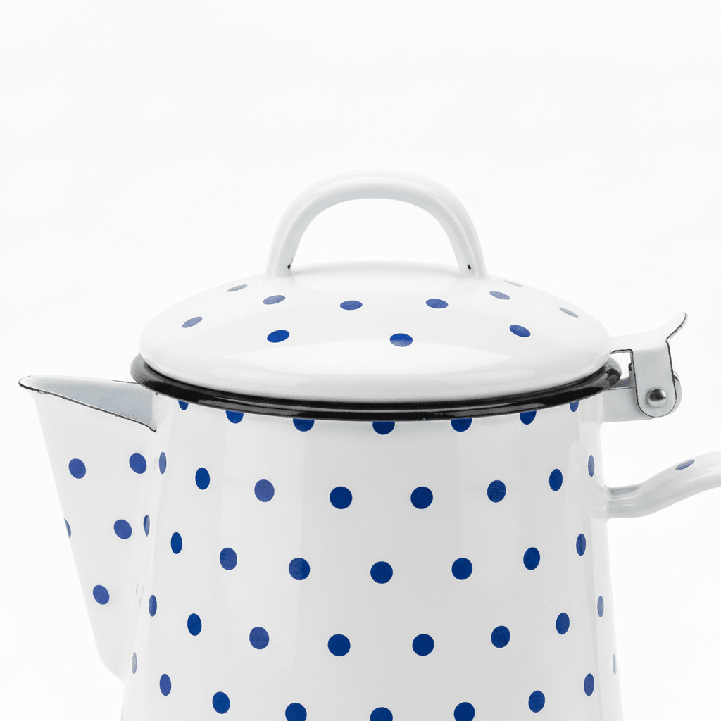 Velvet White Enamel Kettle with Blue Polka Dot Print — 1.8 Ltr - Al Kabayel Discount CentreVelvet White Enamel Kettle with Blue Polka Dot Print — 1.8 LtrTea/Coffee PotsVELVETAl Kabayel Discount Centre