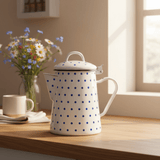 Velvet White Enamel Kettle with Blue Polka Dot Print — 1.8 Ltr - Al Kabayel Discount CentreVelvet White Enamel Kettle with Blue Polka Dot Print — 1.8 LtrTea/Coffee PotsVELVETAl Kabayel Discount Centre