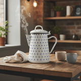 Velvet White Enamel Kettle with Blue Polka Dot Print — 1.8 Ltr - Al Kabayel Discount CentreVelvet White Enamel Kettle with Blue Polka Dot Print — 1.8 LtrTea/Coffee PotsVELVETAl Kabayel Discount Centre