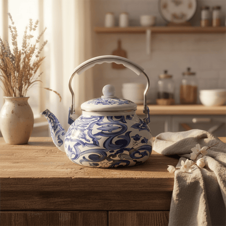 Venice Blue Enamel Kettle With Floral Arabesque Design - 2.5 Litre - Al Kabayel Discount CentreVenice Blue Enamel Kettle With Floral Arabesque Design - 2.5 LitreTea/Coffee PotsVENICEAl Kabayel Discount Centre
