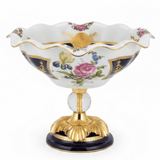 Veranese Premium Footed Ceramic and Metal Fruit Serving Bowl White and Navy Blue with Gold Floral Design 29×24 cm Elegant Centerpiece - Al Kabayel Discount CentreVeranese Premium Footed Ceramic and Metal Fruit Serving Bowl White and Navy Blue with Gold Floral Design 29×24 cm Elegant CenterpieceBowlsVERANESEAl Kabayel Discount Centre