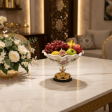 Veranese Premium Footed Ceramic and Metal Fruit Serving Bowl White and Navy Blue with Gold Floral Design 29×24 cm Elegant Centerpiece - Al Kabayel Discount CentreVeranese Premium Footed Ceramic and Metal Fruit Serving Bowl White and Navy Blue with Gold Floral Design 29×24 cm Elegant CenterpieceBowlsVERANESEAl Kabayel Discount Centre