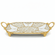 Veranese white Classic Large Oval Golden Metal Footed Ceramic Fruit Tray Elegant Serving Platter 40×22cm - Al Kabayel Discount CentreVeranese white Classic Large Oval Golden Metal Footed Ceramic Fruit Tray Elegant Serving Platter 40×22cmServing TraysVERANESEAl Kabayel Discount Centre