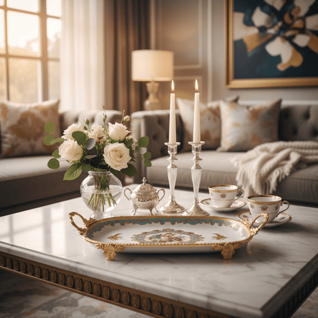 Veranese White Floral Large Oval Golden Metal Footed Ceramic Fruit Tray Flower Design 40×22cm - Al Kabayel Discount CentreVeranese White Floral Large Oval Golden Metal Footed Ceramic Fruit Tray Flower Design 40×22cmServing TraysVERANESEAl Kabayel Discount Centre