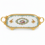 Veranese White Floral Oval Golden Metal Footed Ceramic Fruit Tray Flower Design Serving Dish 30×15cm - Al Kabayel Discount CentreVeranese White Floral Oval Golden Metal Footed Ceramic Fruit Tray Flower Design Serving Dish 30×15cmServing TraysVERANESEAl Kabayel Discount Centre