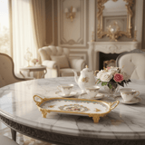 Veranese White Floral Oval Golden Metal Footed Ceramic Fruit Tray Flower Design Serving Dish 34×20cm - Al Kabayel Discount CentreVeranese White Floral Oval Golden Metal Footed Ceramic Fruit Tray Flower Design Serving Dish 34×20cmServing TraysVERANESEAl Kabayel Discount Centre