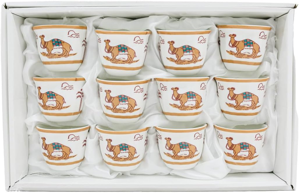 Verucci Ceramic 12Pcs Arabic Coffee Cup Set Cawa Cup With Camel Photo - 60ML - Al Kabayel Discount CentreVerucci Ceramic 12Pcs Arabic Coffee Cup Set Cawa Cup With Camel Photo - 60MLTea CupsVERUCCIAl Kabayel Discount Centre