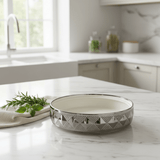 Verucci Decorative Silver & White Ceramic Bowl with Lid — Embossed Diamond Pattern, 10 Inch | Premium Serving & Display Bowl for Home, Gifting & Hospitality - Al Kabayel Discount CentreVerucci Decorative Silver & White Ceramic Bowl with Lid — Embossed Diamond Pattern, 10 Inch | Premium Serving & Display Bowl for Home, Gifting & HospitalityBowlsVERUCCIAl Kabayel Discount Centre