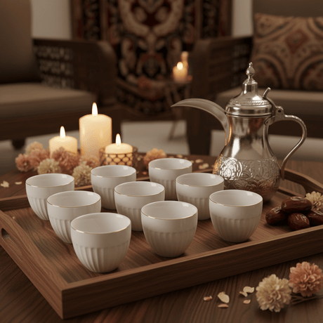 Verucci Large White Ceramic Arabic Cawa Coffee Cups Set of 12 Gold Rim Big Size Traditional Gahwa Finjan 100 ml - Al Kabayel Discount CentreVerucci Large White Ceramic Arabic Cawa Coffee Cups Set of 12 Gold Rim Big Size Traditional Gahwa Finjan 100 mlTea CupsVERUCCIAl Kabayel Discount Centre