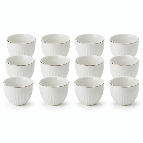 Verucci Large White Ceramic Arabic Cawa Coffee Cups Set of 12 Gold Rim Big Size Traditional Gahwa Finjan 100 ml - Al Kabayel Discount CentreVerucci Large White Ceramic Arabic Cawa Coffee Cups Set of 12 Gold Rim Big Size Traditional Gahwa Finjan 100 mlTea CupsVERUCCIAl Kabayel Discount Centre