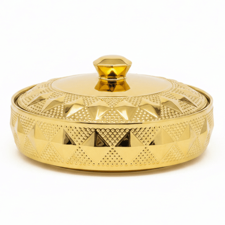 Verucci Luxury Gold & White Ceramic Serving Bowl with Lid — 8 Inch / 9 Inch | Embossed Diamond Pattern | Elegant Tableware for Home & Hospitality - Al Kabayel Discount CentreVerucci Luxury Gold & White Ceramic Serving Bowl with Lid — 8 Inch / 9 Inch | Embossed Diamond Pattern | Elegant Tableware for Home & HospitalityBowlsVERUCCIAl Kabayel Discount Centre