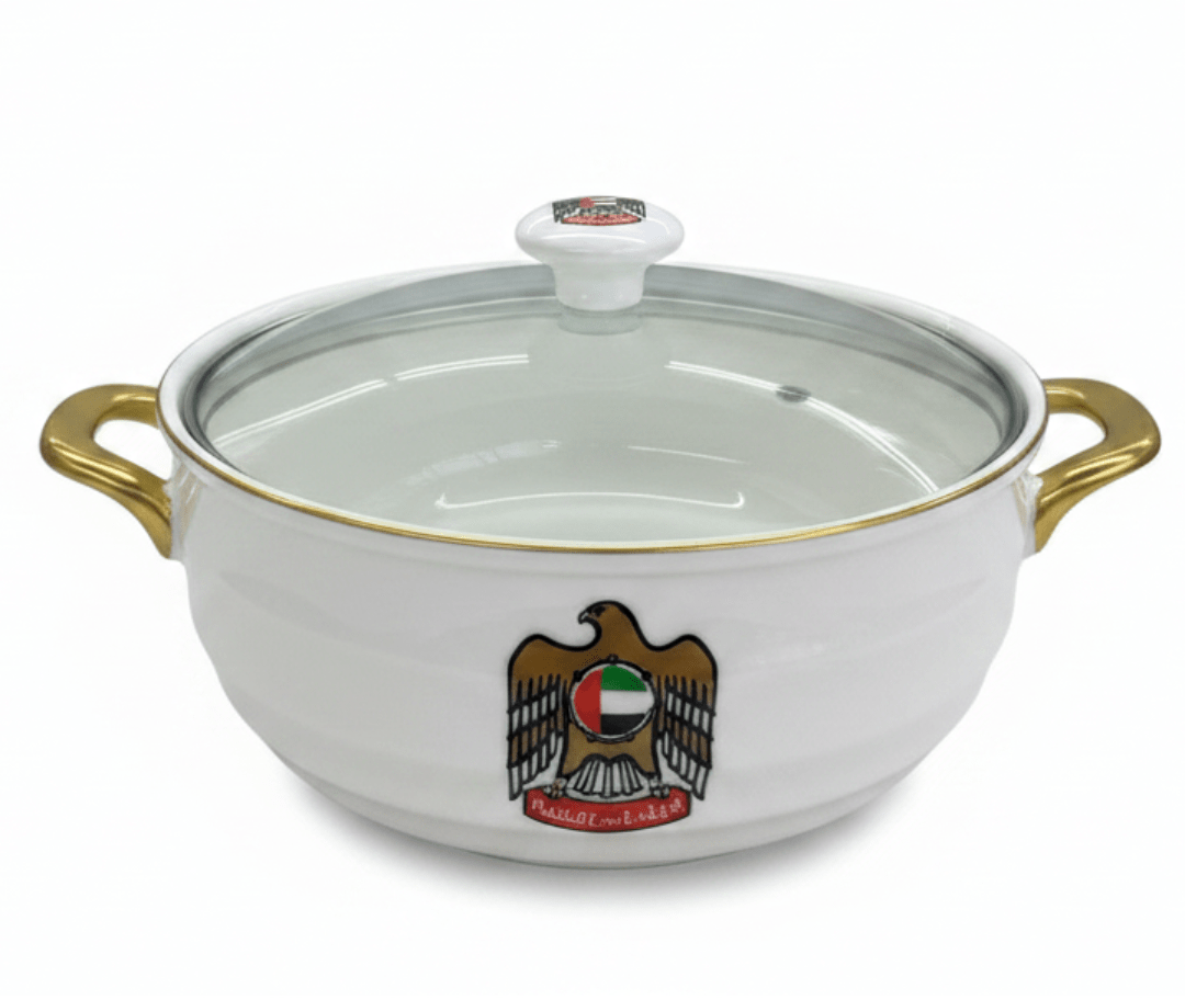 Verucci Luxury White Ceramic Candy Bowl with UAE Falcon Emblem & Glass Lid – 8 Inch - Al Kabayel Discount CentreVerucci Luxury White Ceramic Candy Bowl with UAE Falcon Emblem & Glass Lid – 8 InchBowlsVERUCCIAl Kabayel Discount Centre