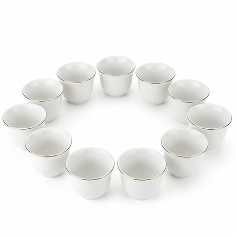 Verucci Luxury White Ceramic Cawa Coffee Cups Set of 12 Gold Rim Unique Artistic Design Arabic Gahwa 80 ml - Al Kabayel Discount CentreVerucci Luxury White Ceramic Cawa Coffee Cups Set of 12 Gold Rim Unique Artistic Design Arabic Gahwa 80 mlTea CupsVERUCCIAl Kabayel Discount Centre
