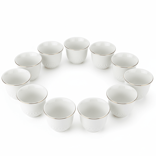 Verucci Luxury White Ceramic Cawa Coffee Cups Set of 12 Gold Rim Unique Artistic Design Arabic Gahwa 80 ml - Al Kabayel Discount CentreVerucci Luxury White Ceramic Cawa Coffee Cups Set of 12 Gold Rim Unique Artistic Design Arabic Gahwa 80 mlTea CupsVERUCCIAl Kabayel Discount Centre