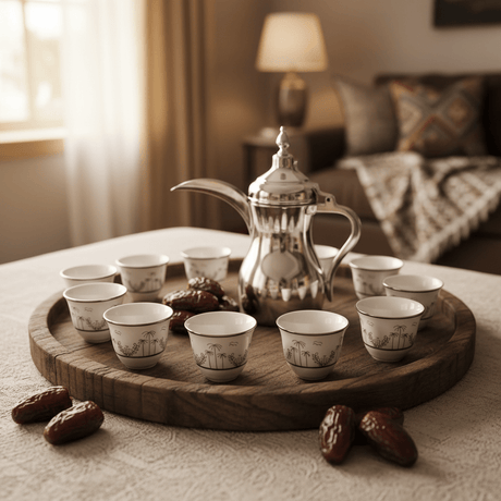 Verucci White Ceramic Arabic Cawa Cups Set of 12 Silver Rim Palm Tree Design Traditional Coffee Cups 80 ml - Al Kabayel Discount CentreVerucci White Ceramic Arabic Cawa Cups Set of 12 Silver Rim Palm Tree Design Traditional Coffee Cups 80 mlTea CupsVERUCCIAl Kabayel Discount Centre