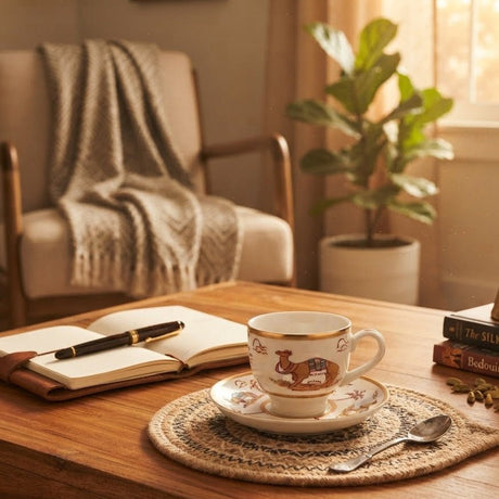 Verucci White Ceramic Mug & Saucer Set Camel Desert Motif - 300ml - Al Kabayel Discount CentreVerucci White Ceramic Mug & Saucer Set Camel Desert Motif - 300mlMugsVERUCCIAl Kabayel Discount Centre