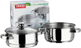 Vinod 18cm 2 - Tier Stainless Steel Idli & Multi Steamer with Glass Lid – Induction Base - Al Kabayel Discount CentreVinod 18cm 2 - Tier Stainless Steel Idli & Multi Steamer with Glass Lid – Induction BaseFood StreamersVINODAl Kabayel Discount Centre
