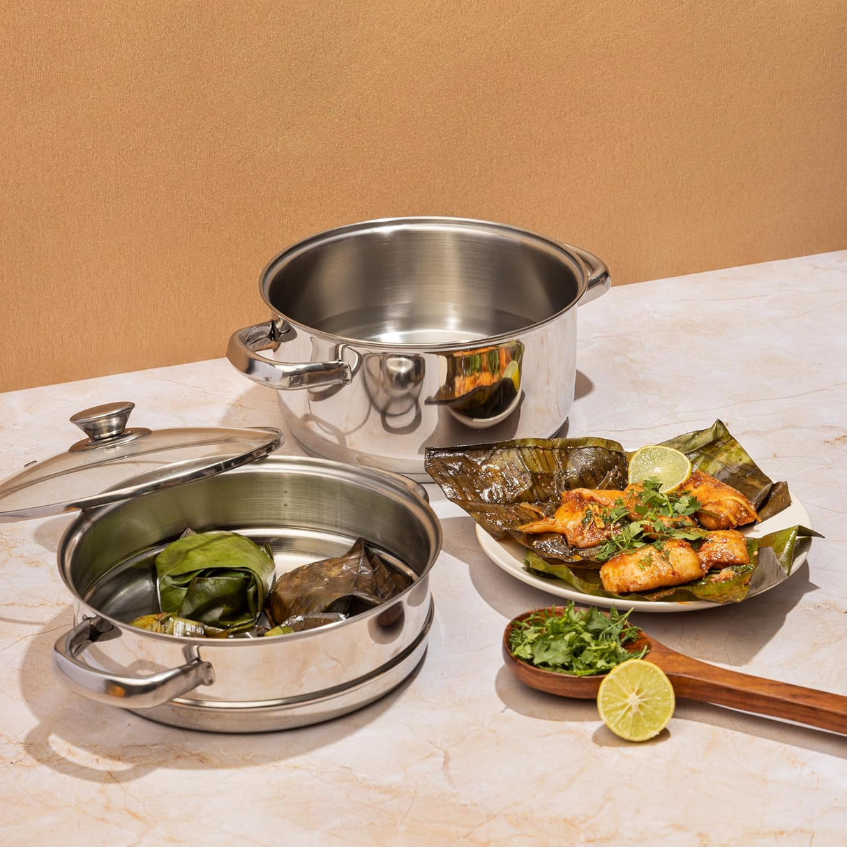 Vinod 18cm 2 - Tier Stainless Steel Idli & Multi Steamer with Glass Lid – Induction Base - Al Kabayel Discount CentreVinod 18cm 2 - Tier Stainless Steel Idli & Multi Steamer with Glass Lid – Induction BaseFood StreamersVINODAl Kabayel Discount Centre