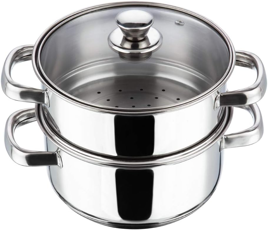 Vinod 18cm 2 - Tier Stainless Steel Idli & Multi Steamer with Glass Lid – Induction Base - Al Kabayel Discount CentreVinod 18cm 2 - Tier Stainless Steel Idli & Multi Steamer with Glass Lid – Induction BaseFood StreamersVINODAl Kabayel Discount Centre