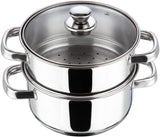 Vinod 18cm 2 - Tier Stainless Steel Idli & Multi Steamer with Glass Lid – Induction Base - Al Kabayel Discount CentreVinod 18cm 2 - Tier Stainless Steel Idli & Multi Steamer with Glass Lid – Induction BaseFood StreamersVINODAl Kabayel Discount Centre