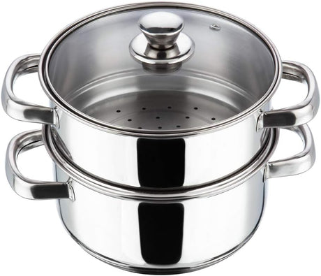 Vinod 18cm 2 - Tier Stainless Steel Idli & Multi Steamer with Glass Lid – Induction Base - Al Kabayel Discount CentreVinod 18cm 2 - Tier Stainless Steel Idli & Multi Steamer with Glass Lid – Induction BaseFood StreamersVINODAl Kabayel Discount Centre