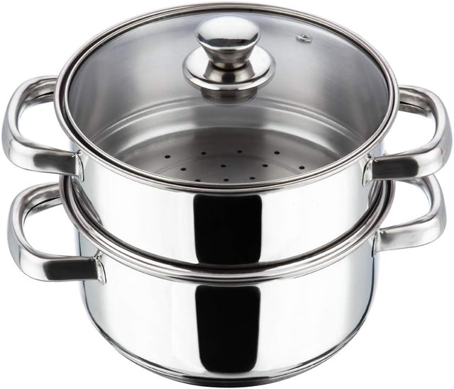 Vinod 18cm 2 - Tier Stainless Steel Idli & Multi Steamer with Glass Lid – Induction Base - Al Kabayel Discount CentreVinod 18cm 2 - Tier Stainless Steel Idli & Multi Steamer with Glass Lid – Induction BaseFood StreamersVINODAl Kabayel Discount Centre