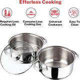 Vinod 18cm 2 - Tier Stainless Steel Idli & Multi Steamer with Glass Lid – Induction Base - Al Kabayel Discount CentreVinod 18cm 2 - Tier Stainless Steel Idli & Multi Steamer with Glass Lid – Induction BaseFood StreamersVINODAl Kabayel Discount Centre