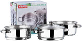 Vinod 24cm 3 - Tier Stainless Steel Idli Steamer with Glass Lid – Heavy Base Cooker - Al Kabayel Discount CentreVinod 24cm 3 - Tier Stainless Steel Idli Steamer with Glass Lid – Heavy Base CookerFood StreamersVINODAl Kabayel Discount Centre