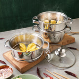 Vinod 24cm 3 - Tier Stainless Steel Idli Steamer with Glass Lid – Heavy Base Cooker - Al Kabayel Discount CentreVinod 24cm 3 - Tier Stainless Steel Idli Steamer with Glass Lid – Heavy Base CookerFood StreamersVINODAl Kabayel Discount Centre