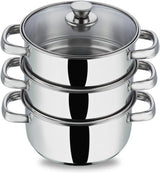 Vinod 24cm 3 - Tier Stainless Steel Idli Steamer with Glass Lid – Heavy Base Cooker - Al Kabayel Discount CentreVinod 24cm 3 - Tier Stainless Steel Idli Steamer with Glass Lid – Heavy Base CookerFood StreamersVINODAl Kabayel Discount Centre