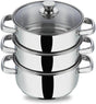 Vinod 24cm 3 - Tier Stainless Steel Idli Steamer with Glass Lid – Heavy Base Cooker - Al Kabayel Discount CentreVinod 24cm 3 - Tier Stainless Steel Idli Steamer with Glass Lid – Heavy Base CookerFood StreamersVINODAl Kabayel Discount Centre