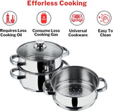 Vinod 28cm 3 - Tier Stainless Steel Multi - Purpose Steamer with Glass Lid – Induction Compatible - Al Kabayel Discount CentreVinod 28cm 3 - Tier Stainless Steel Multi - Purpose Steamer with Glass Lid – Induction CompatibleFood StreamersVINODAl Kabayel Discount Centre