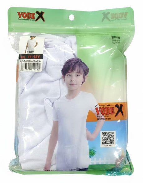 Vodex Boys Cotton T-Shirt with Half Pant Clothing Set, Premium Quality Fabric, White Color, Kids Wear, 11–12 Years - Al Kabayel Discount CentreVodex Boys Cotton T-Shirt with Half Pant Clothing Set, Premium Quality Fabric, White Color, Kids Wear, 11–12 YearsBoys's/Kid's UnderwearsVODEXAl Kabayel Discount Centre