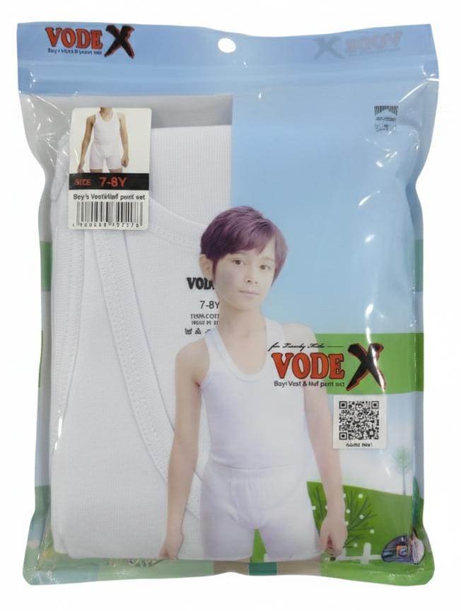 Vodex Boys Cotton Vest with Half Pant Set, Lightweight Cotton Material, White Color, Daily Wear, 7–8 Years - Al Kabayel Discount CentreVodex Boys Cotton Vest with Half Pant Set, Lightweight Cotton Material, White Color, Daily Wear, 7–8 YearsBoys's/Kid's UnderwearsVODEXAl Kabayel Discount Centre