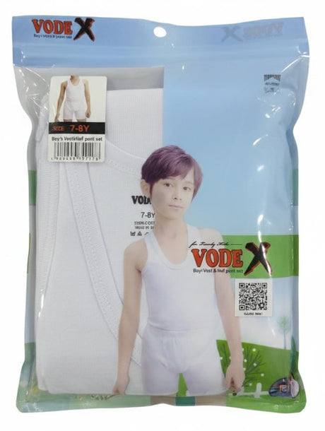 Vodex Boys Cotton Vest with Half Pant Set, Lightweight Cotton Material, White Color, Daily Wear, 7–8 Years - Al Kabayel Discount CentreVodex Boys Cotton Vest with Half Pant Set, Lightweight Cotton Material, White Color, Daily Wear, 7–8 YearsBoys's/Kid's UnderwearsVODEXAl Kabayel Discount Centre