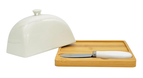 VOGATI Ceramic Butter Plate with Bamboo Base 15cm*15cm*9.5cm - Al Kabayel Discount CentreVOGATI Ceramic Butter Plate with Bamboo Base 15cm*15cm*9.5cmCookware AccessoriesVOGATIAl Kabayel Discount Centre