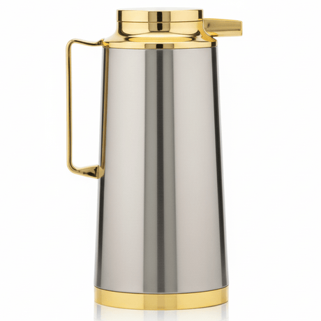 Vogati Silver & Gold Designer Thermal Flask, Premium Double Wall Insulated Server for Hot & Cold Drinks – 1.6 Liter - Al Kabayel Discount CentreVogati Silver & Gold Designer Thermal Flask, Premium Double Wall Insulated Server for Hot & Cold Drinks – 1.6 LiterThermosVOGATIAl Kabayel Discount Centre